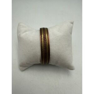 Mixed Metal Copper Brass Magnetic Therapy Cuff Bracelet Braided Cable Design